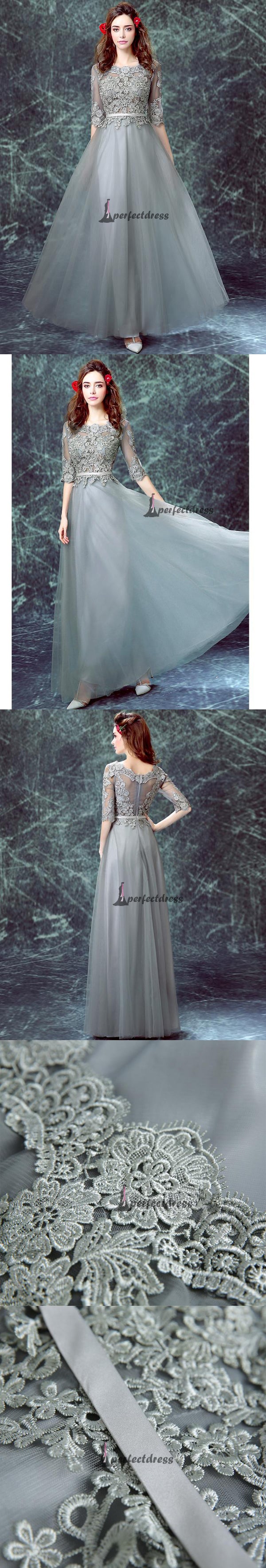 Chic Prom Dresses, Floor-length Half Sleeve Long Prom Dress,PD4558713