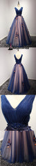 Blue sweetheart neck tulle long prom gown, blue sweet 16 dresses,PD4558916