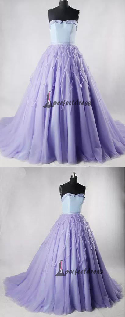 Ball Gown Prom Dresses, Sweetheart Sweep,Brush Train Hand-Made Flower Prom Dress,PD4558722