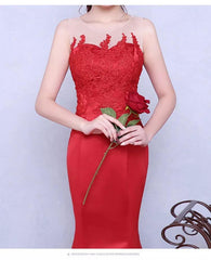 Red Prom Dresses Trumpet,Mermaid Floor-length Satin Sexy Prom Dress,PD4558924