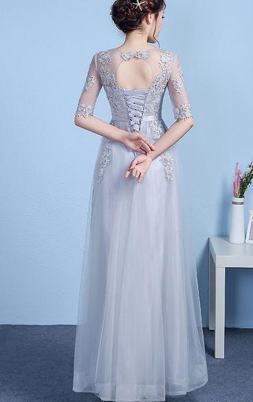 Sexy Prom Dresses, A-line Scoop Lace-up Long Prom Dresses,PD4558749