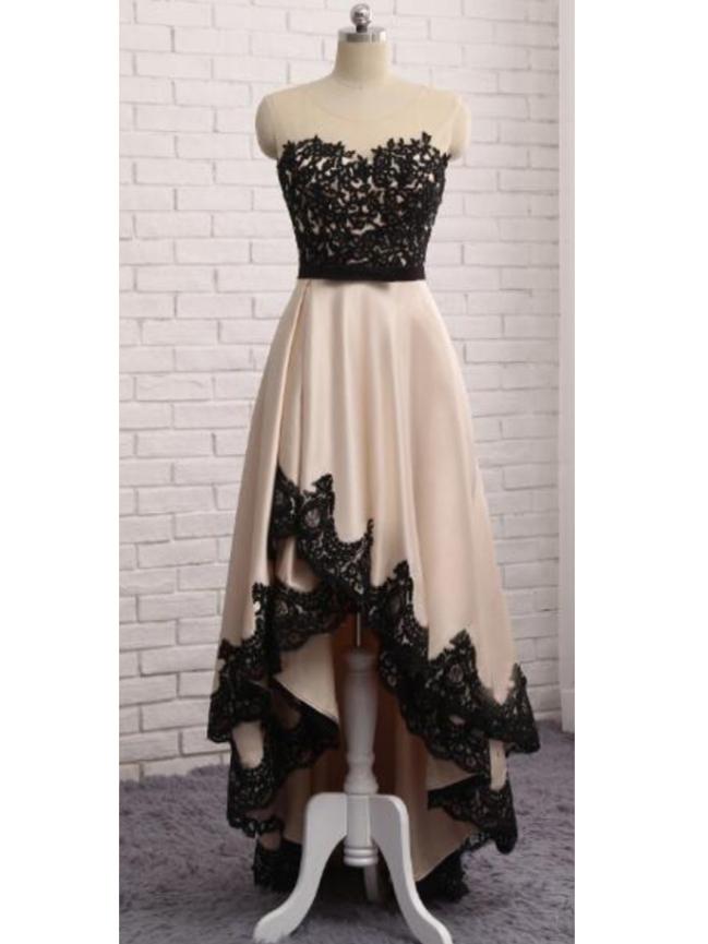 High Low Prom Dresses, Scoop Black Sexy Long Prom Dresses,PD4558757