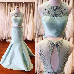 Mint Green Prom Dresses, 2018 Two Piece Mermaid Prom Dresses, Evening Dresses,PD4558716