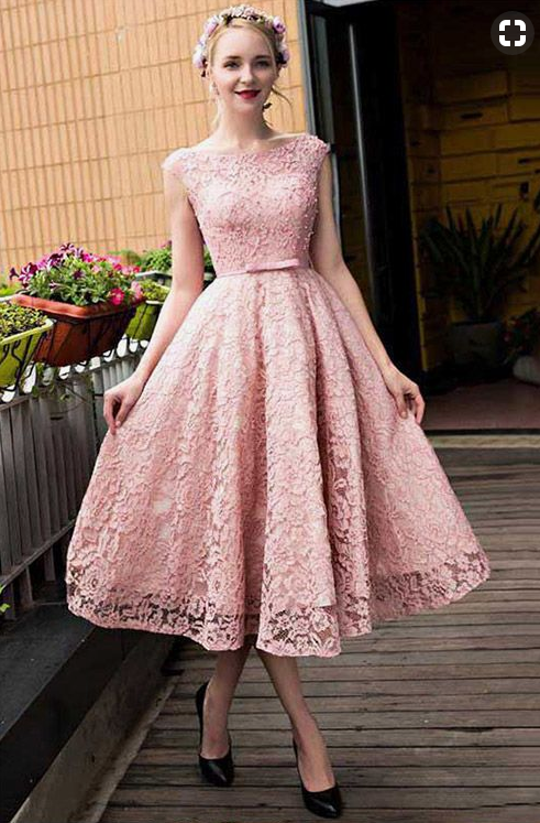 Short Prom Dresses Pink,Party Dresses Lace, Sweet A-line Homecoming Dresses,PD455882