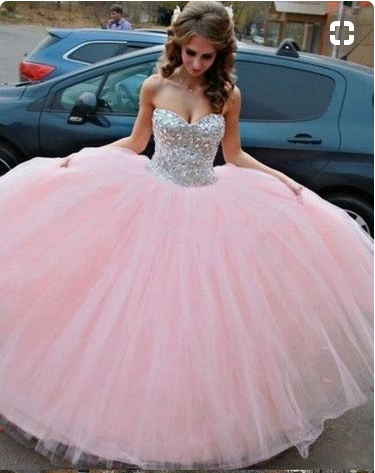 Modest Ball Gown Sweetheart Long Tulle Beading Quinceanera Dress Pink Sweet 15 Dresses 16 Gowns, PD4558895