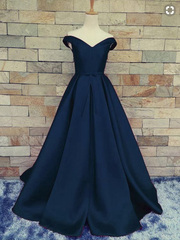 Off Shoulder Evening Prom dresses, A line Long prom dress, Simple prom dress, prom dress 2018, PD4558898