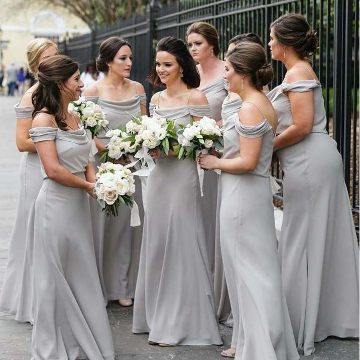 Light Grey Bridesmaid Dresses,Chiffon Bridesmaid Dress,Cheap Bridesmaid Dresses,Off Shoulder Bridesmaid Dress,BD4579