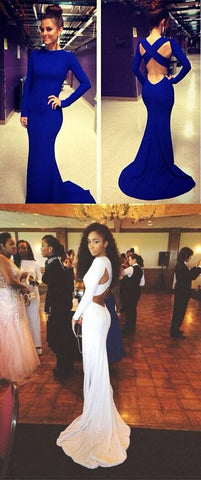 Sexy Prom Dresses,Long Sleeve Prom Dress,Back Cross Prom Dress,Mermaid Prom Dress,Back Cross Prom Dress,PD0016