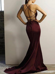 Open Back Prom Dress,Mermaid Prom Dress,Simple Evening Dress,072607