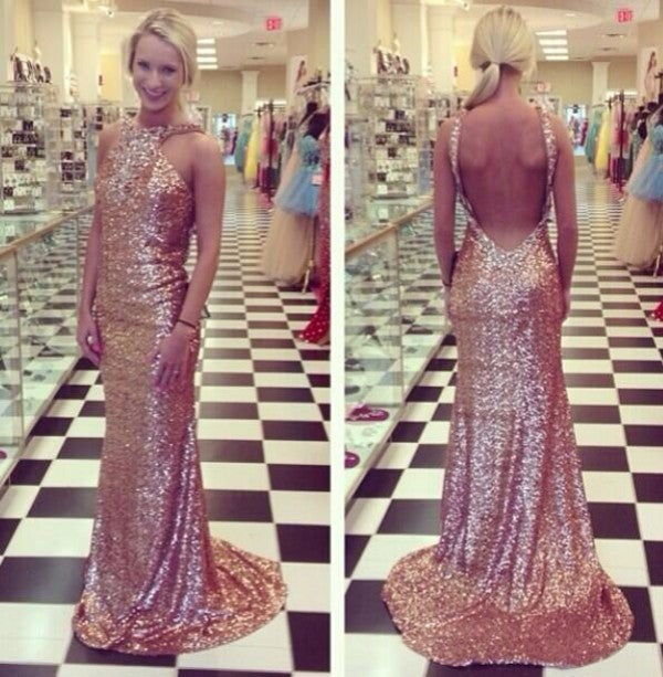 long Evening Dress,sequin Prom Dress,backless prom dress,sparkle prom dress,charming evening dress,BD2707