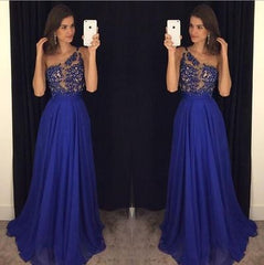 royal blue Evening Dress,one shoulder Prom Dress,long prom dress, formal prom dress,charming evening gown,BD2702