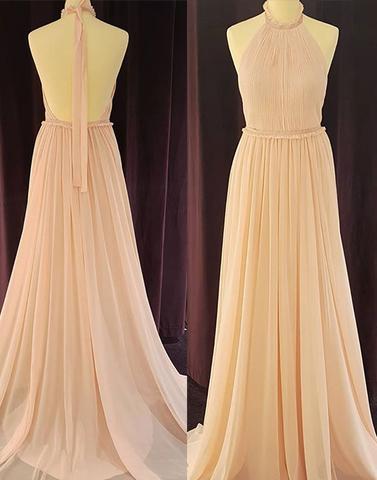 Chiffon backless long prom dress, bridesmaid dress,BD1117