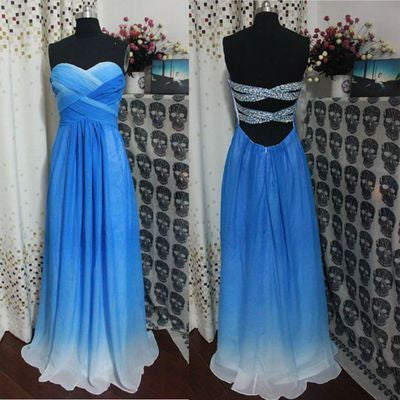 Long prom Dress,Gradient Prom Dresses,Chiffon prom dress,Backless Evening dress,BD048