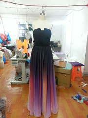 Chiffon prom dress,long Prom Dress,evening gown,gradient evening gown,strapless prom gown,BD1006