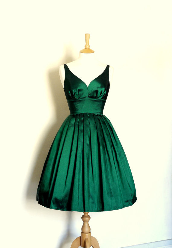 Emerald Green Taffeta Sweetheart Prom Dress BD98014