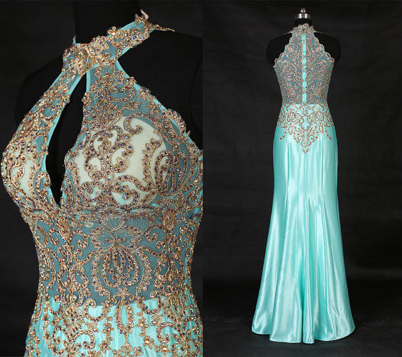 long prom dress,blue Prom Dress,charming evening gown,formal prom gown,BD1010