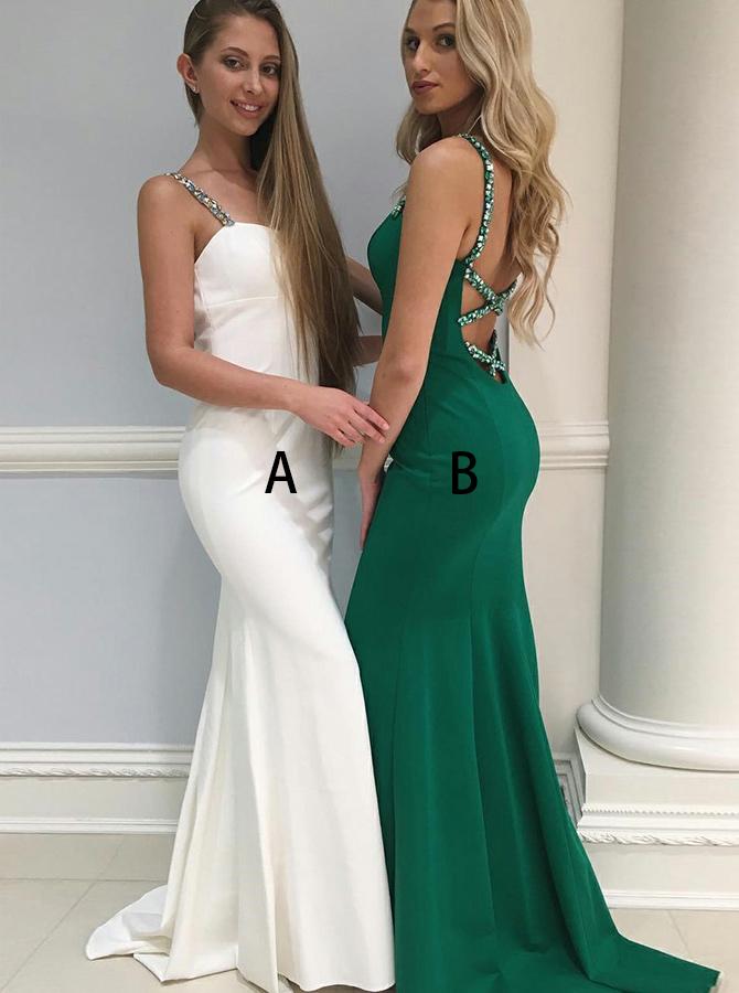 Mermaid Prom Dresses,Strapy Prom Dress,Modest Prom Dress,Formal Evening Dress,072604