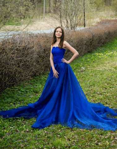 Royal Blue Prom Dress,Strapless Prom Gown,BH91049