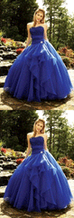 Blue Prom Dress,Long Prom Dress,Tulle Evening Gowns,BH91055