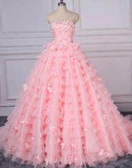 Prom Dress Pink, Prom Dress Lace, Unique Prom Dress,BH91027