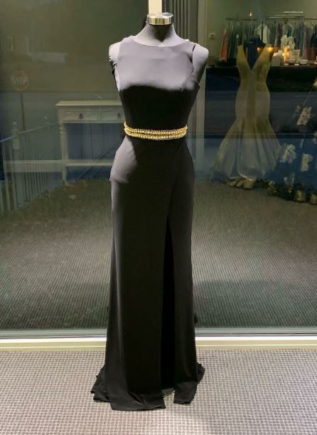 Sleeveless Black Formal Occasion Prom Dress with Slit, BH91259