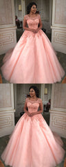 Modest Lace Cap Sleeves Coral Organza Quinceanera Dresses Ball Gowns,BH91079