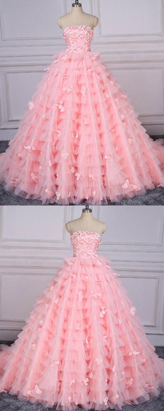 Prom Dress Pink, Prom Dress Lace, Unique Prom Dress,BH91027