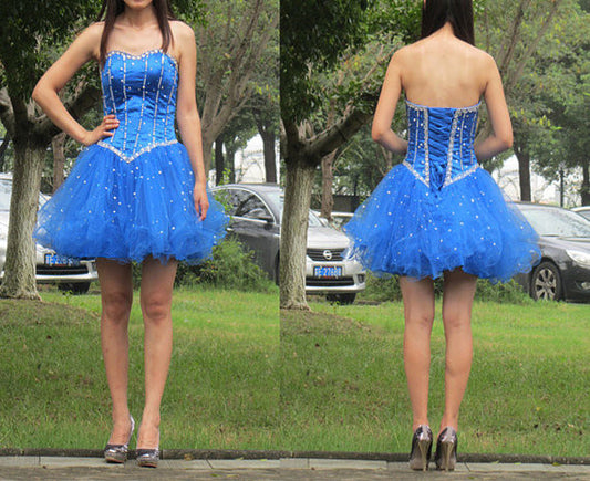 Short prom Dress,Charming Prom Dresses,Blue prom Dress,homecoming dress,Party dress for girls,BD161