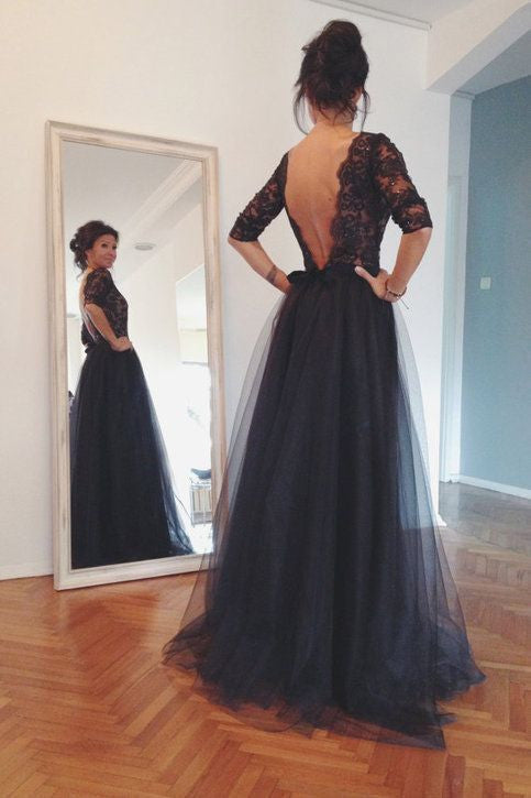 long prom dress,black Prom Dress,backless prom dress,Charming prom dress,evening dress,BD776