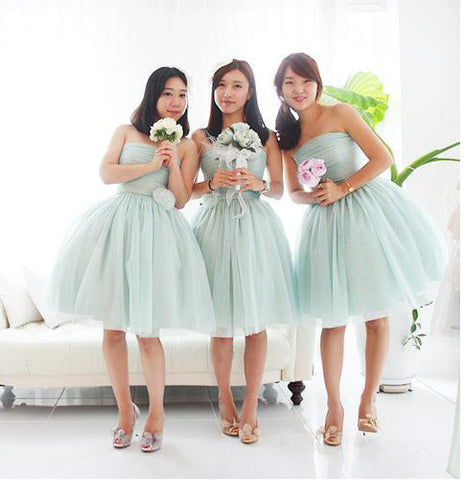 dusty green bridesmaid dress,short bridesmaid dress,mismatched bridesmaid dress,tulle bridesmaid dress,BD1648