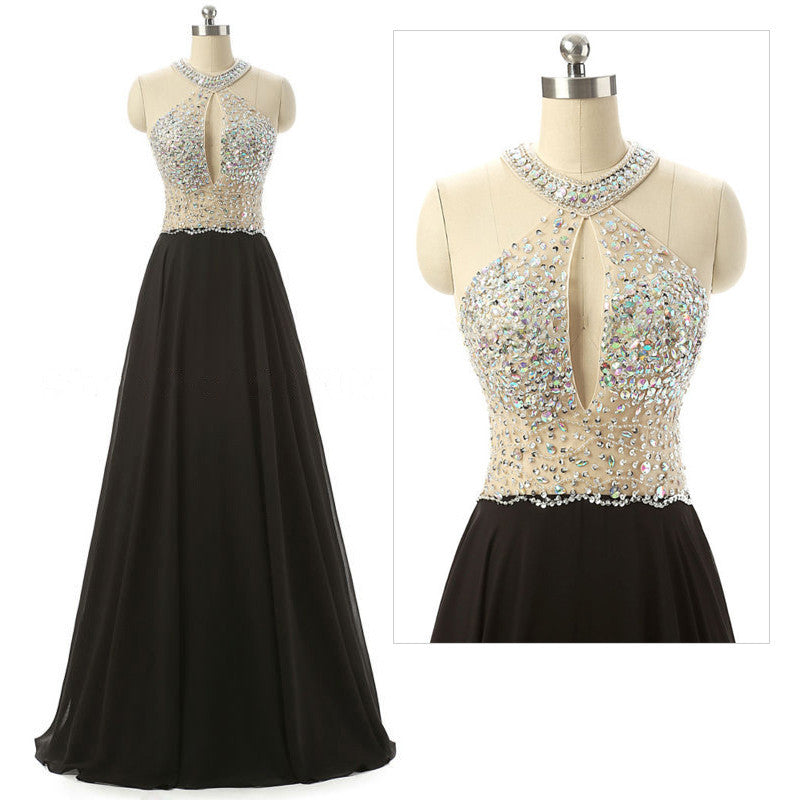 black Prom Dresses,long prom dress,beaded prom Dress,cheap prom dress,formal evening gown,BD2427