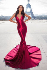 Mermaid Red Sweetheart Lace Up Back Long Prom Dresses ,BD22122