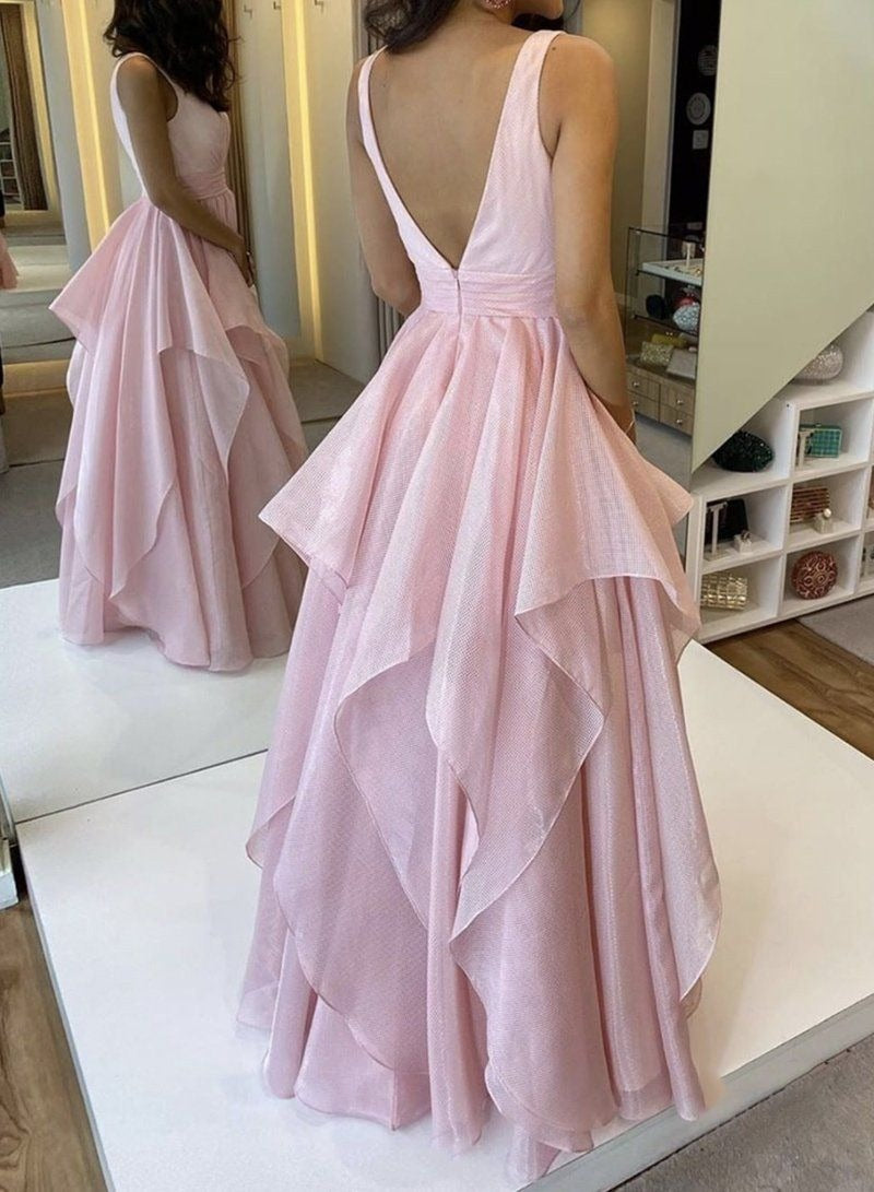 Sweetheart A Line Taffeta Dusty Rose Ruffles Long Prom Dresses BD22102