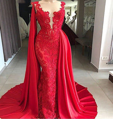 Tulle Red With Appliques Satin Sheath Long Prom Dresses BD22099