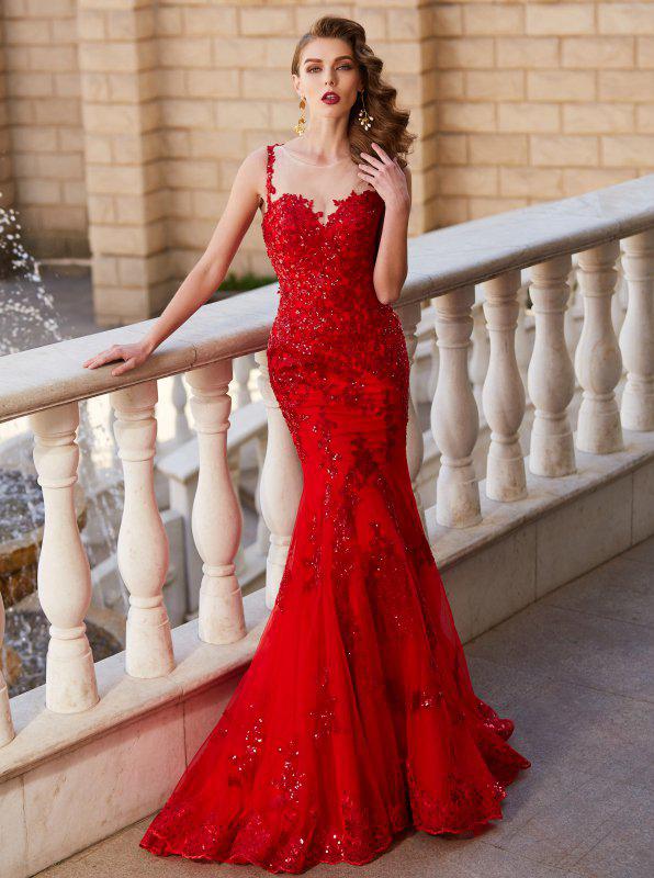 Red Prom Dresses,Mermaid Evening Dress,Fitted Prom Dress,Gorgeous Prom Dress,072603