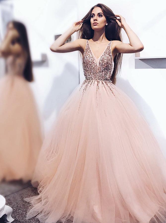 Sparkly Prom Dresses,Tulle Long Prom Dress,Princess Prom Dress,Formal Evening Dress,072608