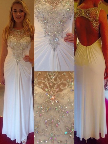 white prom Dress,charming Prom Dress,long prom dress,backless prom dress,evening dress,BD663