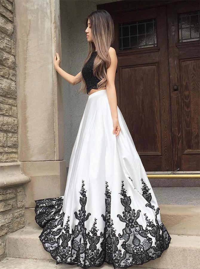 Two Piece Prom Dresses,Long Prom Dress,Modern Prom Dress,072610