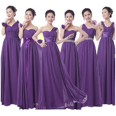 purple bridesmaid dress,long bridesmaid dress,mismatched bridesmaid dress,chiffon bridesmaid dress,BD1640